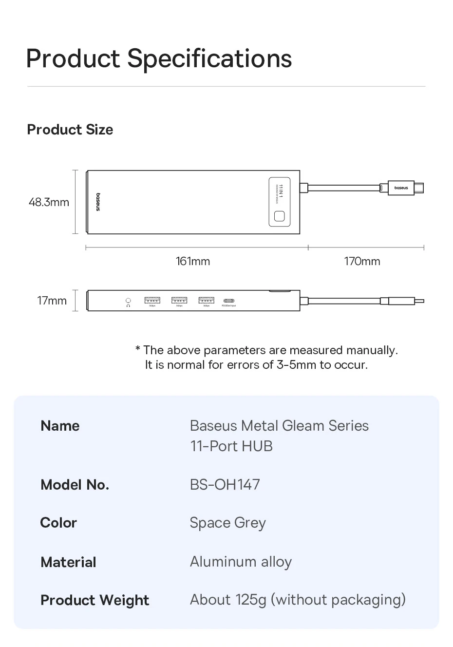Baseus USB HUB 4K 60Hz Dual HDMI-Compatible Adapter 10 in 1 Splitter RJ45 USB 3.1 PD 100W Type C Hub for MacBook Pro Air USB HUB