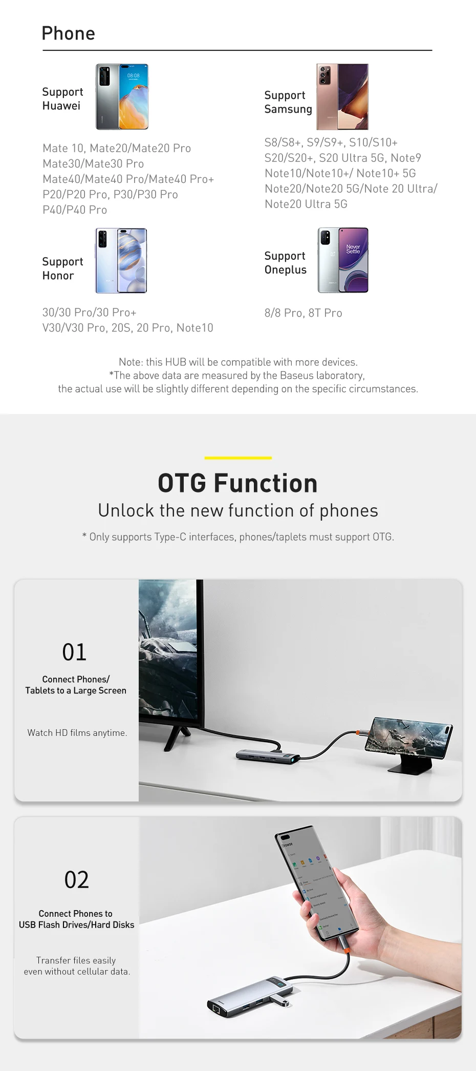 【For Korean Customers】Baseus 8-in-1 USB C HUB Type-C to HDMI 4K@30Hz 100W PD Fast Charging SD TF Card RJ45 Docking Station HUB