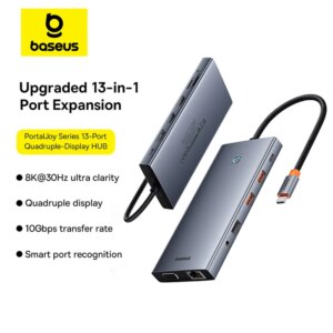 Baseus 13-in-1 USB C Hub with Dual HDMI 4K 60Hz, DP 8K 30Hz, VGA, PD 100W Charging, 10Gbps USB Ports