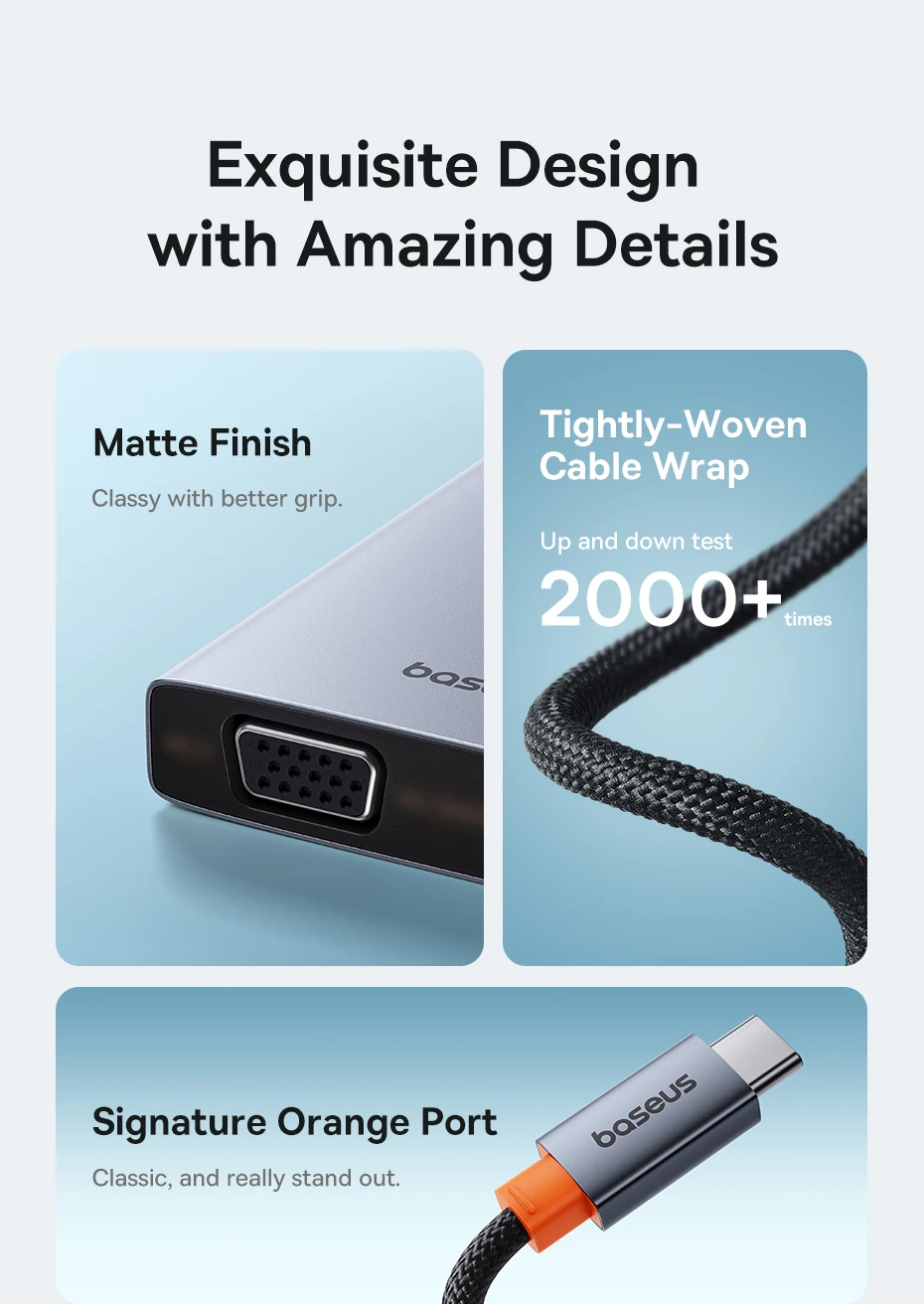 【Limited Offer】Baseus USB Hub Type C to Dual HDMI 4K 60Hz 30Hz VGA PD 100W Fast Charging USB A 3.0 5Gbps MST Display for Windows