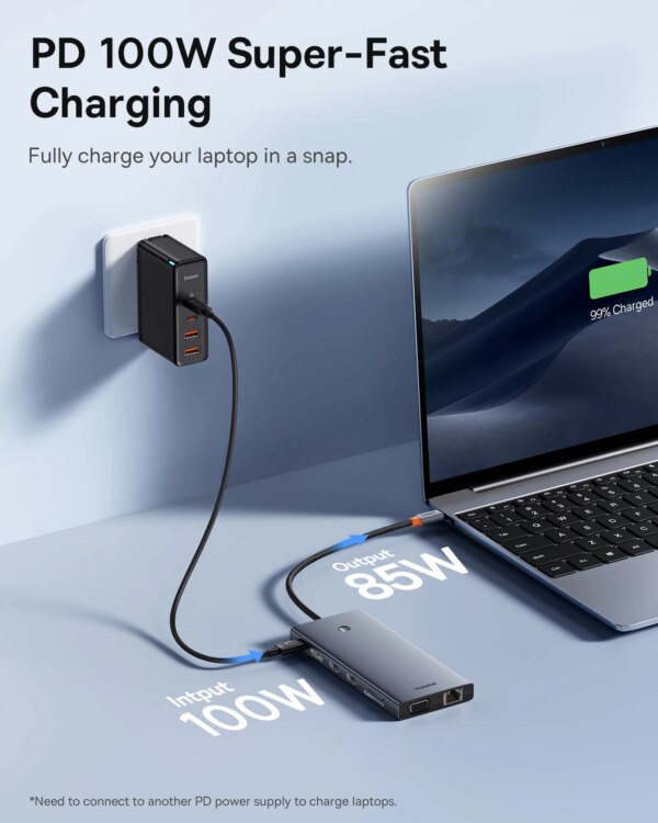 Baseus 13-in-1 USB C Hub with Dual HDMI 4K 60Hz, DP 8K 30Hz, VGA, PD 100W Charging, 10Gbps USB Ports - Image 5