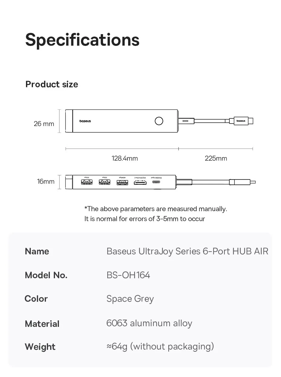 Baseus USB C Hub to HDMI 4K 30Hz USB 3.0 Type C 5Gbps Hub PD 100W Fast Charging Single Display Hub for Win MacBook Pro USB Hub