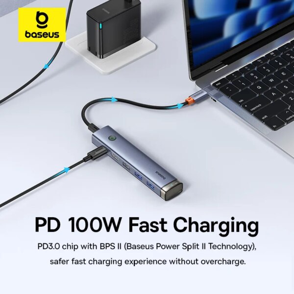 Baseus 6-in-1 USB C Hub with HDMI 4K 100W PD Fast Charging USB 3.0 - Image 5