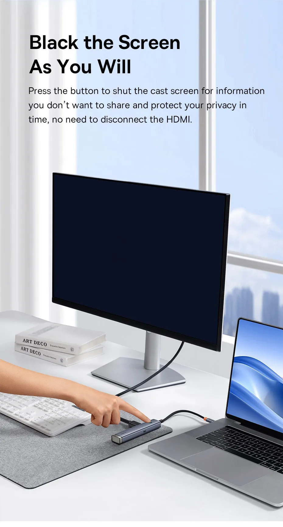 Baseus USB C Hub to HDMI 4K 30Hz USB 3.0 Type C 5Gbps Hub PD 100W Fast Charging Single Display Hub for Win MacBook Pro USB Hub
