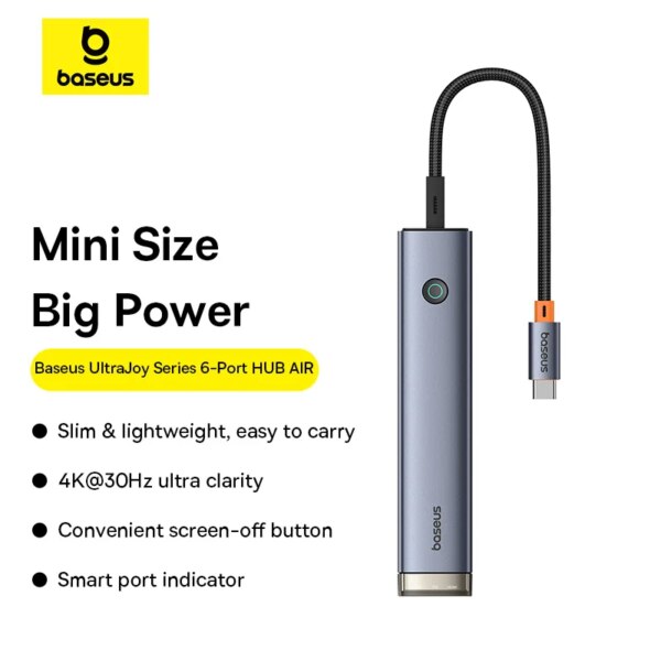 Baseus 6-in-1 USB C Hub with HDMI 4K 100W PD Fast Charging USB 3.0 - Image 2