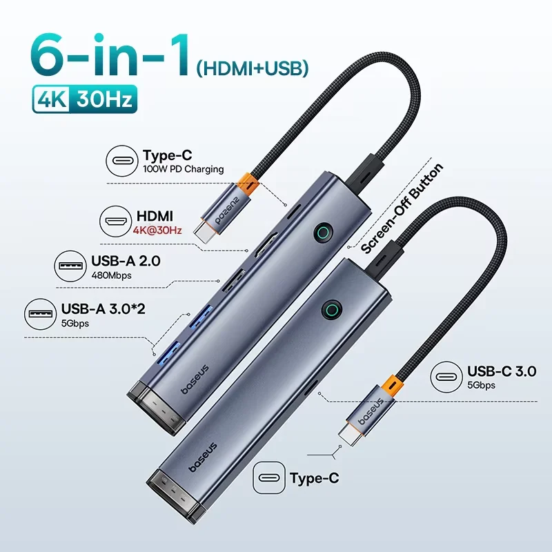 6-in-1 HDMI USB 100W