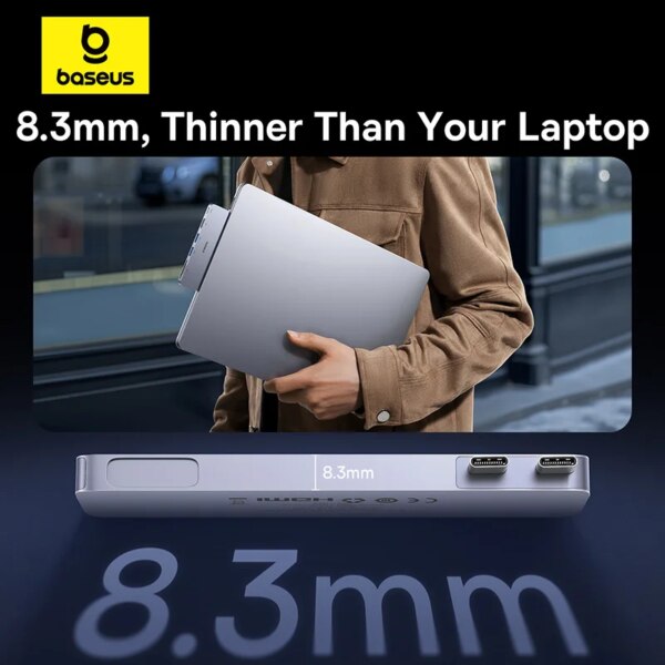 Baseus UltraJoy 6-in-1 USB C Hub with HDMI 4K 30Hz, 100W PD Charging, SD/TF Card Reader for MacBook Pro/Air - Image 2