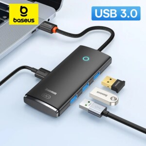 Baseus Lite Series 4-Port USB Hub Adapter USB 3.0 Type-C to Multi USB-A Splitter