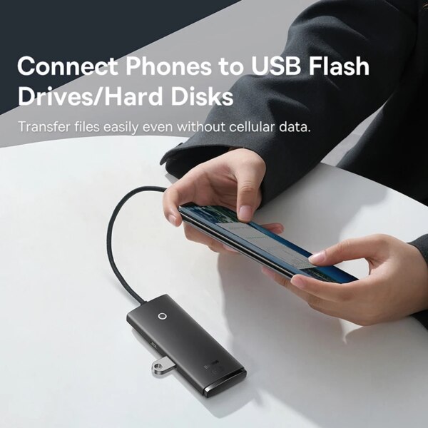 Baseus Lite Series 4-Port USB Hub Adapter USB 3.0 Type-C to Multi USB-A Splitter - Image 3