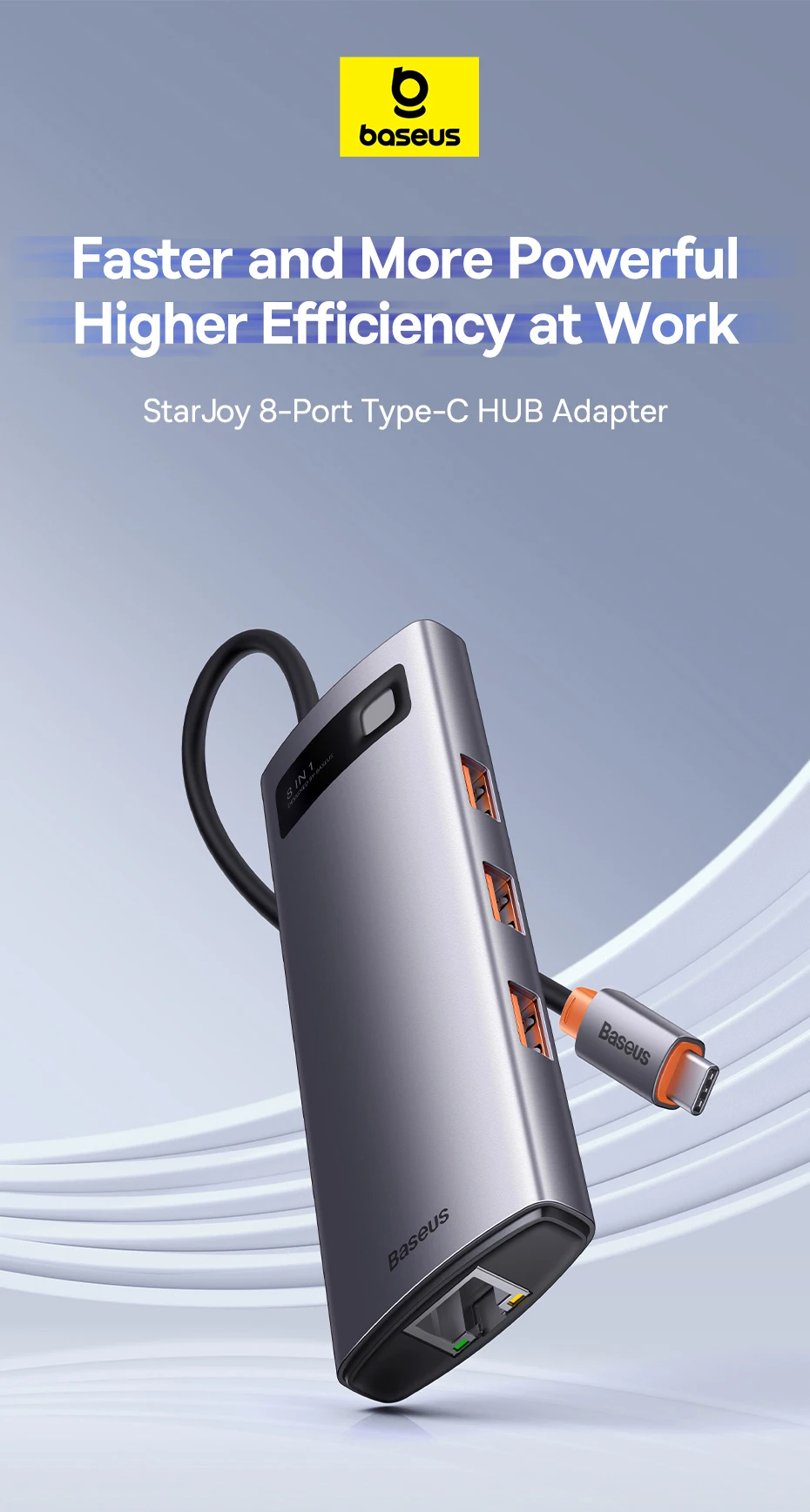 Baseus USB Hub Type C to HDMI-compatible USB 3.1 Hub Adapter 10Gbps RJ45 Ethernet Port TF SD Docking Station for MacBook USB Hub