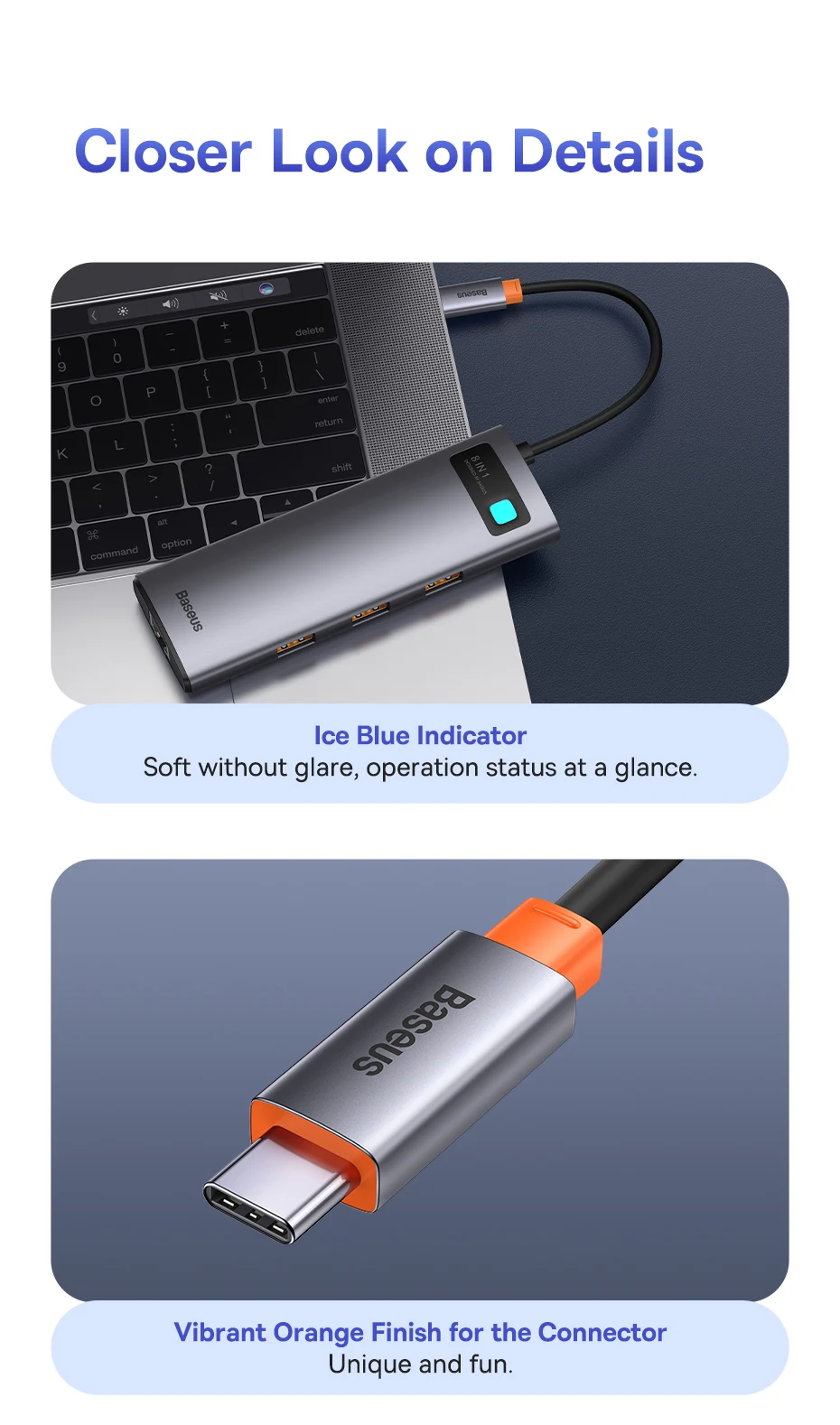 Baseus USB Hub Type C to HDMI-compatible USB 3.1 Hub Adapter 10Gbps RJ45 Ethernet Port TF SD Docking Station for MacBook USB Hub