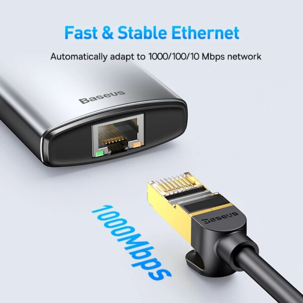 Baseus 8-in-1 USB C Hub Adapter 10Gbps HDMI 4K 60Hz PD 100W Ethernet SD/TF Card Reader - Image 3