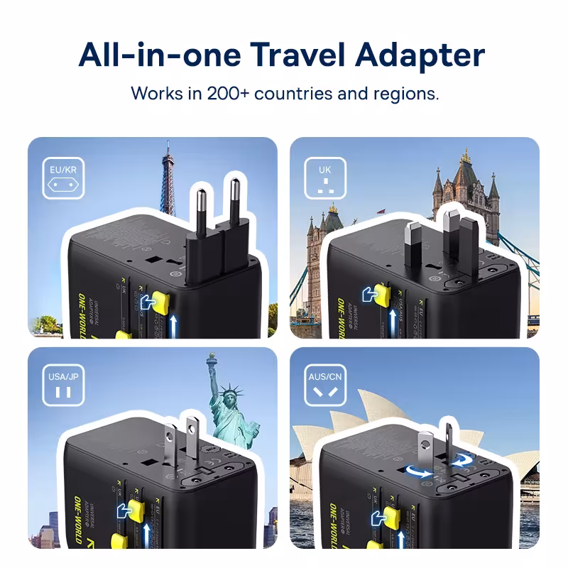 Baseus EnerCore CG11 70W GaN Universal Travel Adapter 6-in-1 Retractable Cable EU/UK/USA/AUS Baseus EnerCore CG11 70W GaN Universal Travel Adapter 6-in-1 Retractable Cable EU/UK/USA/AUS - Image 2