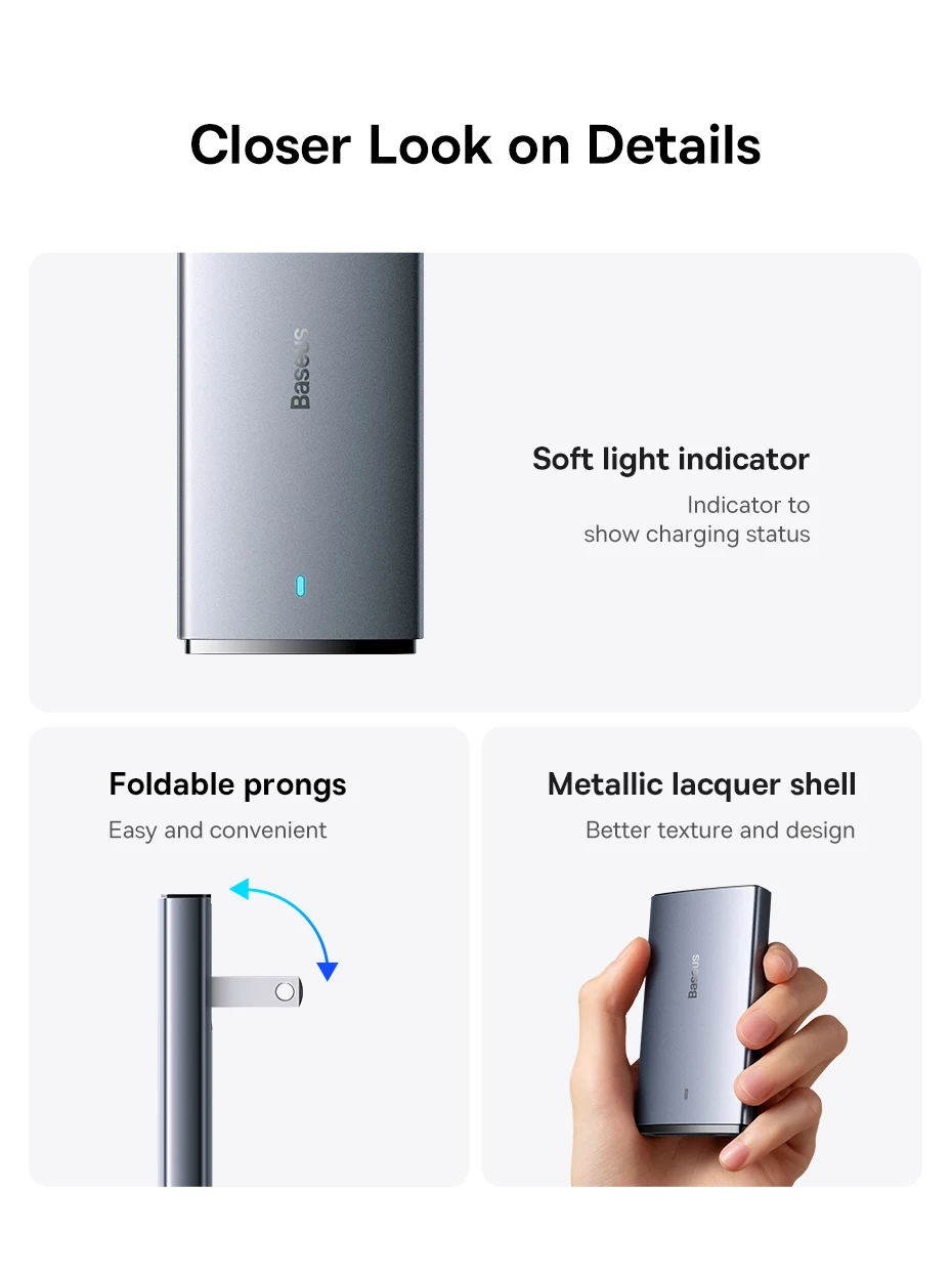 Baseus 65W GaN Charger Quick Charge 4.0 Type C PD USB Charger Portable Travel Charger Fast Charging For Laptop iPhone 16 15 14