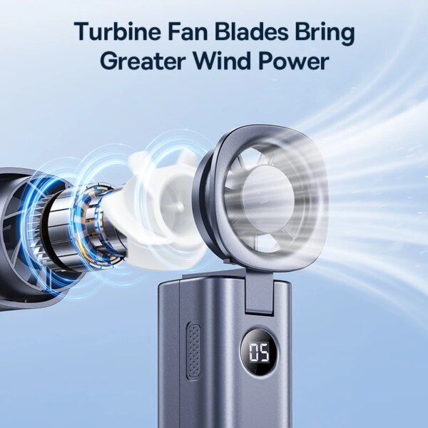 Baseus GoTrip DT1 4000mAh Handheld Fan 19000RPM 5 Speed Portable Mini Fan with LED Display - Image 6