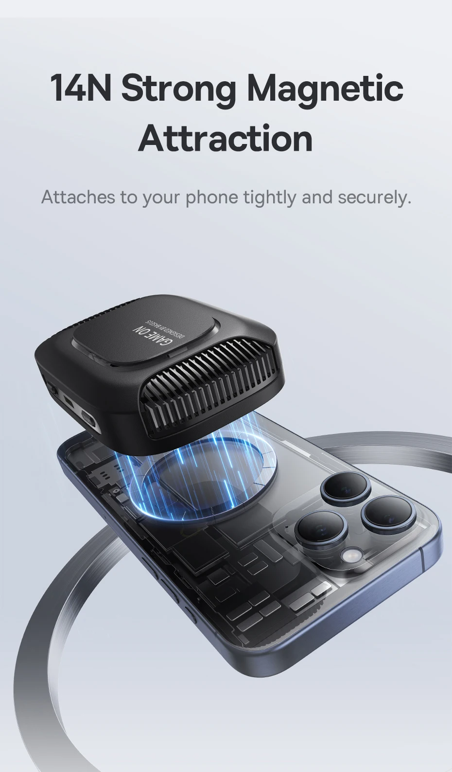 Baseus Magnetic Phone Cooler with Wireless Charging for iPhone 16 15 14 Pro Max Phone Stand Holder Gaming Radiator Cooling Fan