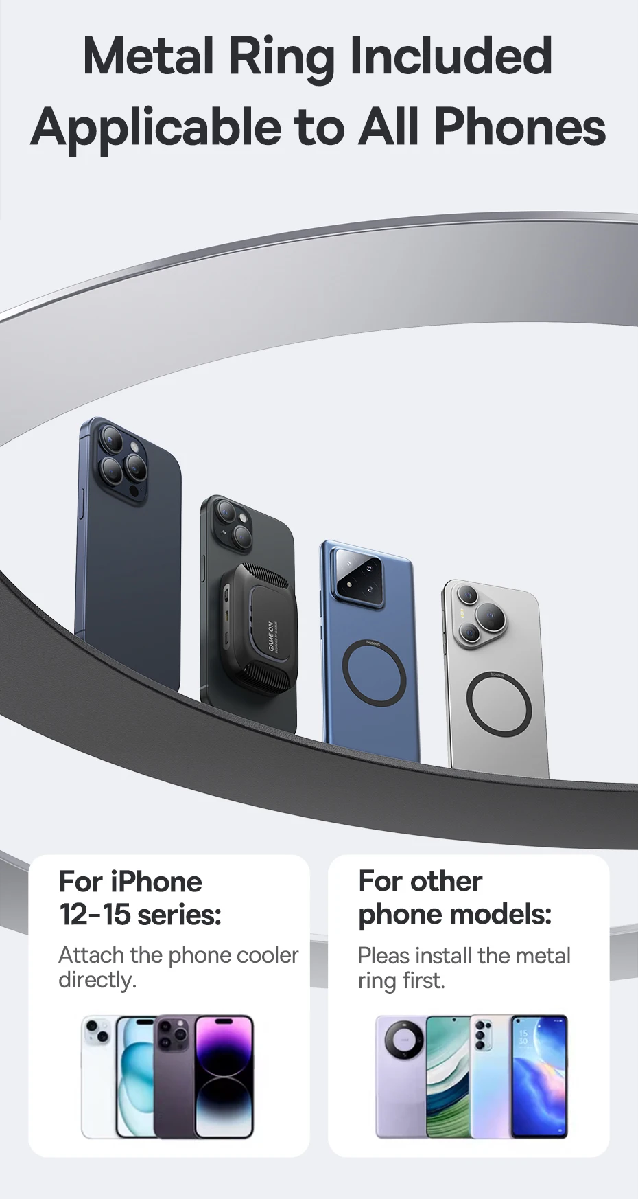 Baseus Magnetic Phone Cooler with Wireless Charging for iPhone 16 15 14 Pro Max Phone Stand Holder Gaming Radiator Cooling Fan