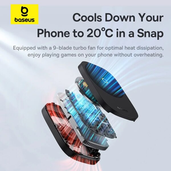 Baseus MagPro Series Ultra-Thin Magnetic Phone Cooler with 15W Wireless Charging - Image 2