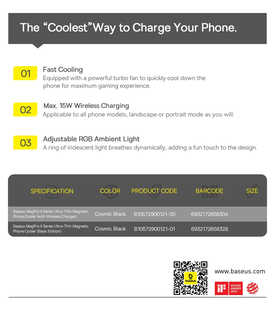 Baseus Magnetic Phone Cooler with Wireless Charging for iPhone 16 15 14 Pro Max Phone Stand Holder Gaming Radiator Cooling Fan