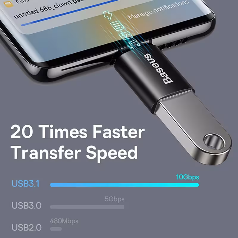 Baseus USB 3.1 Adapter OTG Type C to USB Adapter 10Gbps For MacBook Samsung Xiaomi Huawei Baseus USB 3.1 Adapter OTG Type C to USB Adapter 10Gbps For MacBook Samsung Xiaomi Huawei - Image 6