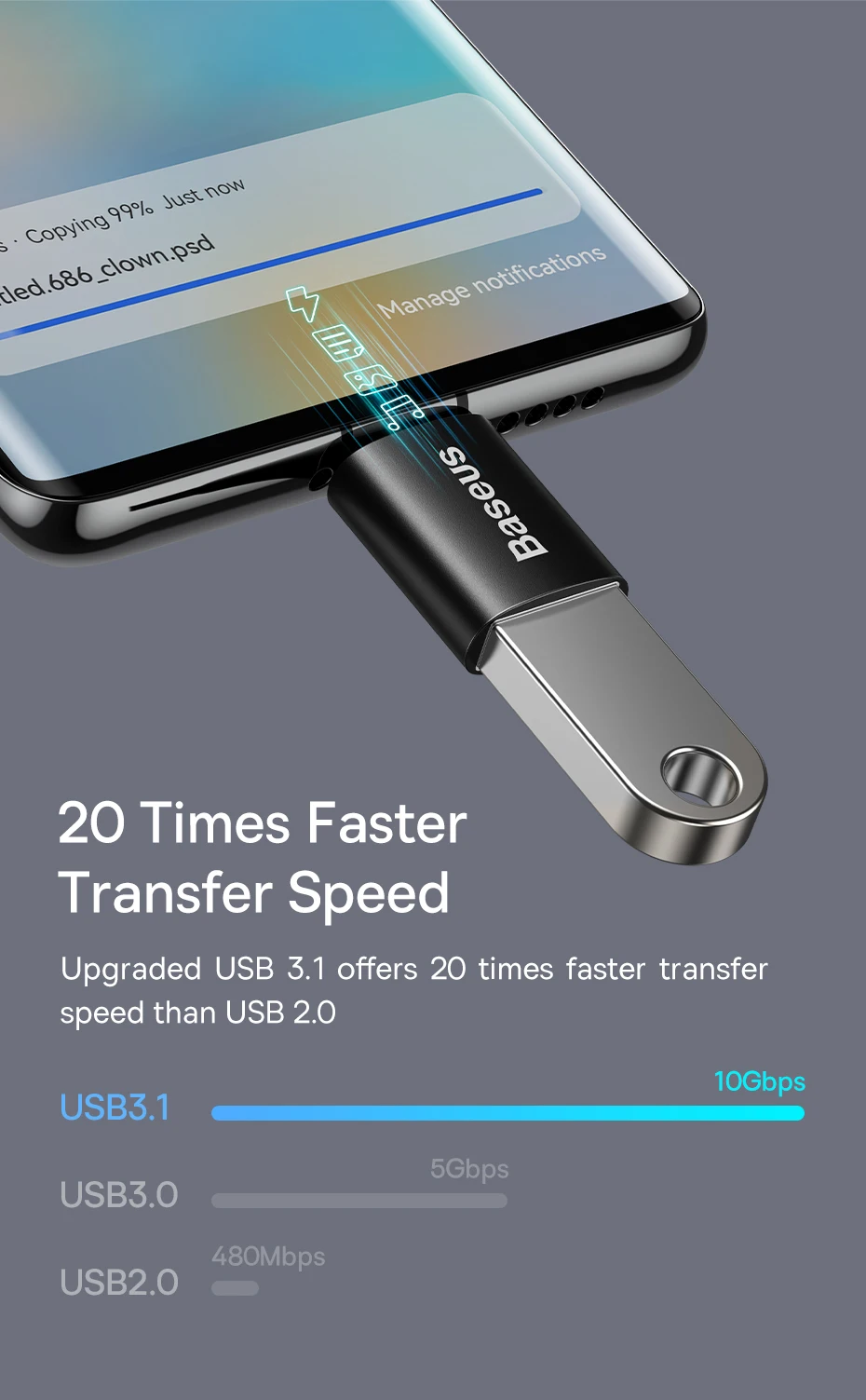 Baseus USB 3.1 Adapter OTG Type C to USB Adapter Female Converter For Macbook pro Air Samsung S20 S10 USB OTG Connector