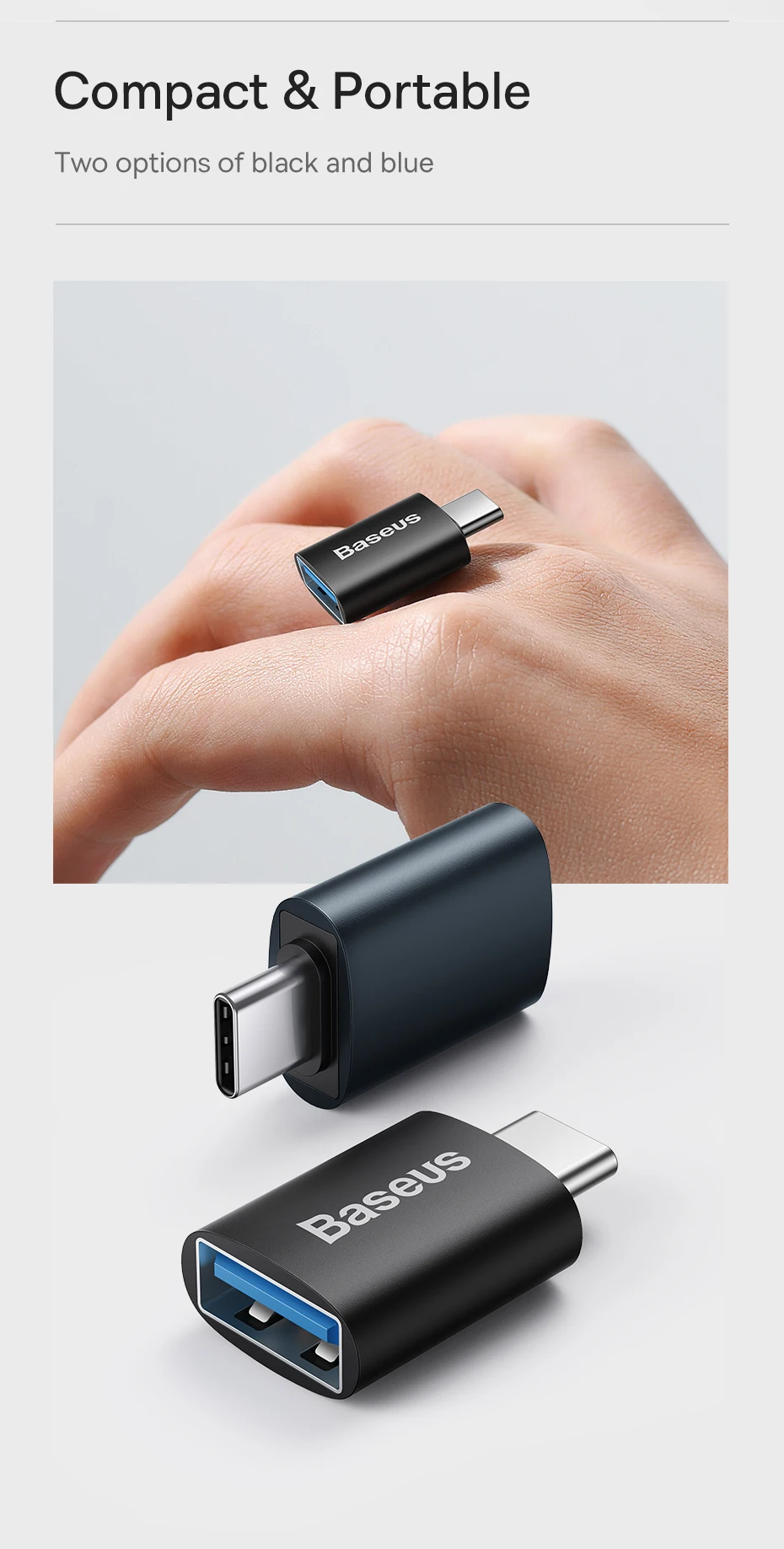 Baseus USB 3.1 Adapter OTG Type C to USB Adapter Female Converter For Macbook pro Air Samsung S20 S10 USB OTG Connector