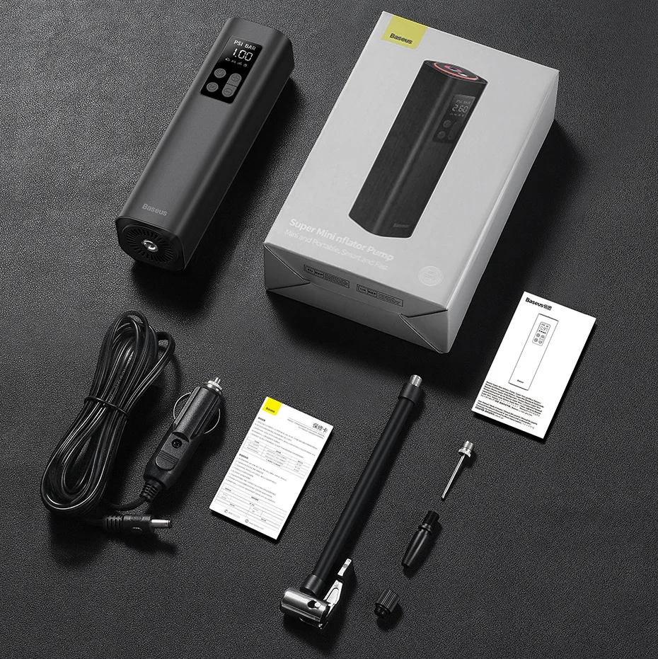 Baseus Car Inflator Portable Air Compressor Pump for Electric Motorcycle Bicycle Car Tyre Inflator Digital Display Compressors