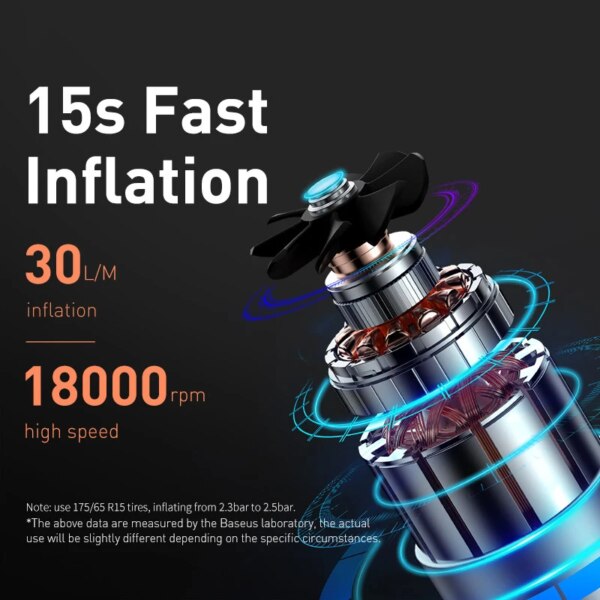 Baseus Portable Air Compressor Pump Digital Display Car Tire Inflator for Electric Motorcycle Bicycle - Image 4