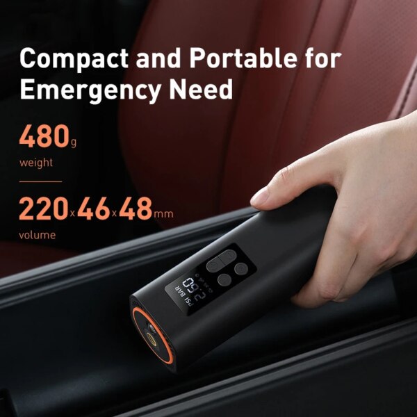 Baseus Portable Air Compressor Pump Digital Display Car Tire Inflator for Electric Motorcycle Bicycle - Image 3