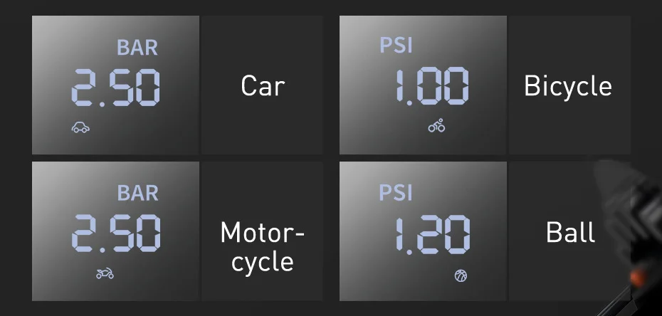 Baseus Car Inflator Portable Air Compressor Pump for Electric Motorcycle Bicycle Car Tyre Inflator Digital Display Compressors