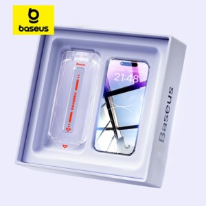 Baseus 0.4mm Corning Tempered Glass Screen Protector for iPhone 16 15 14 13 Pro Max Plus Anti-Peep Auto Installation