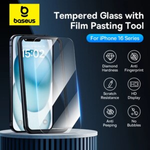 Baseus Superior Series HD Tempered Glass Screen Protector for iPhone 15 14 13 12 11 Pro Max Anti-Fingerprint