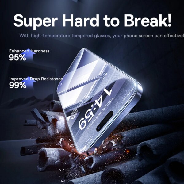 Baseus Superior Series HD Tempered Glass Screen Protector for iPhone 15 14 13 12 11 Pro Max Anti-Fingerprint - Image 5