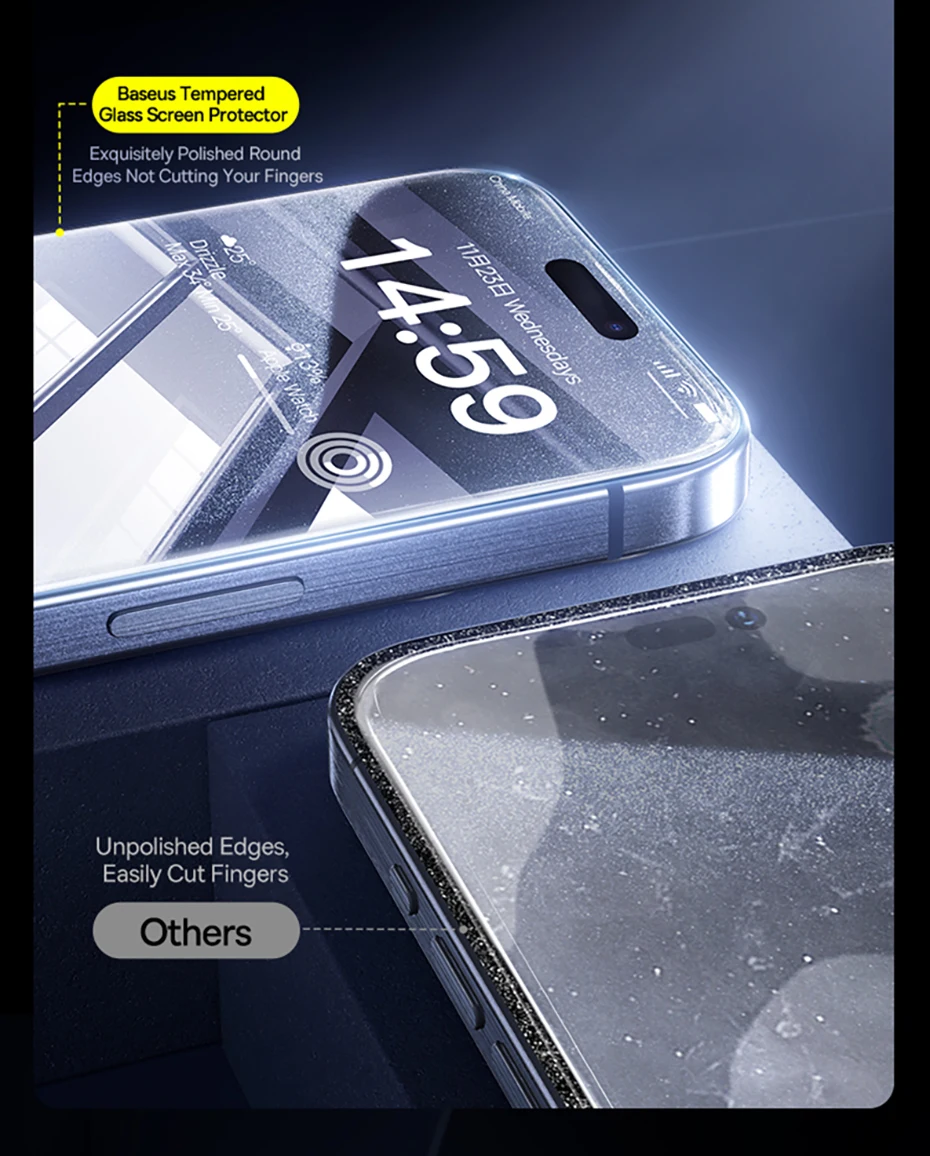 Baseus Tempered Glass for iPhone 17 16 Pro Max Screen Protector for iPhone 15 14 13 12 11 Pro Max Clear Edge Anti-Peeping Film