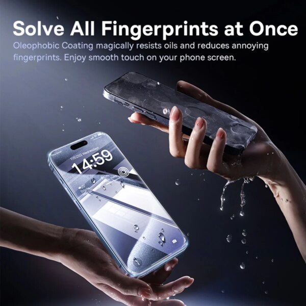 Baseus Superior Series HD Tempered Glass Screen Protector for iPhone 15 14 13 12 11 Pro Max Anti-Fingerprint - Image 3