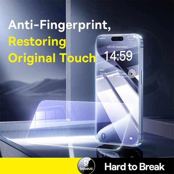 Baseus Superior Series HD Tempered Glass Screen Protector for iPhone 15 14 13 12 11 Pro Max Anti-Fingerprint - Image 2