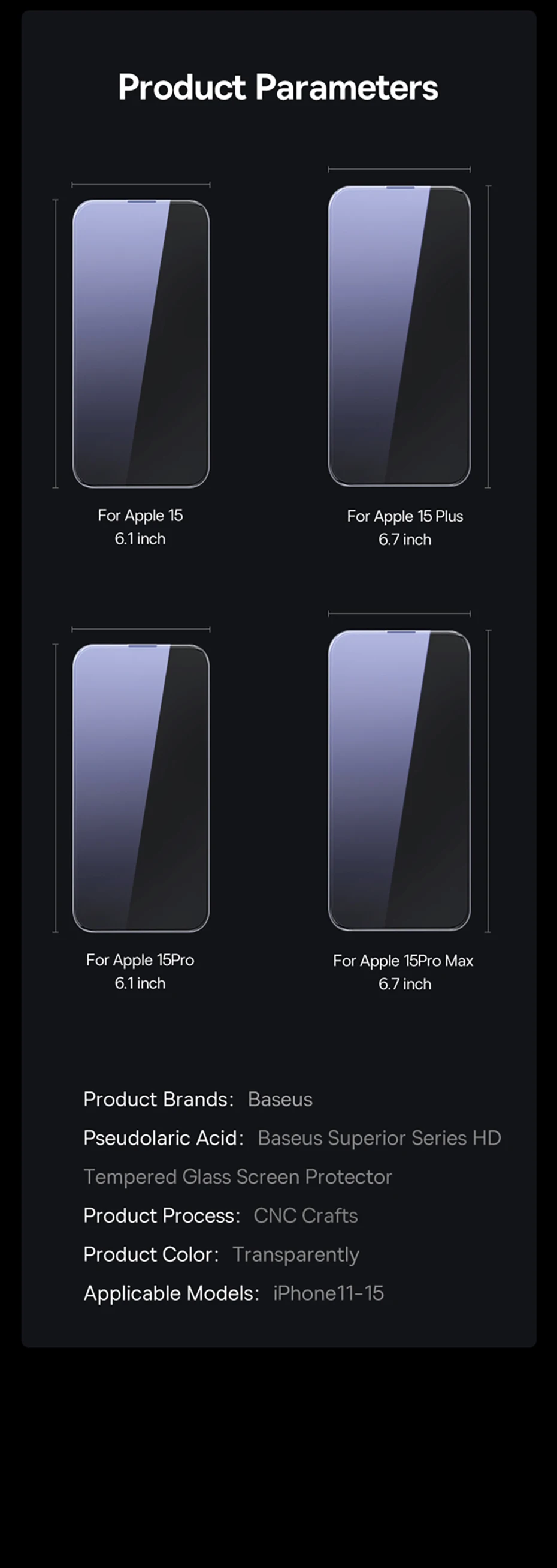 Baseus Tempered Glass for iPhone 17 16 Pro Max Screen Protector for iPhone 15 14 13 12 11 Pro Max Clear Edge Anti-Peeping Film