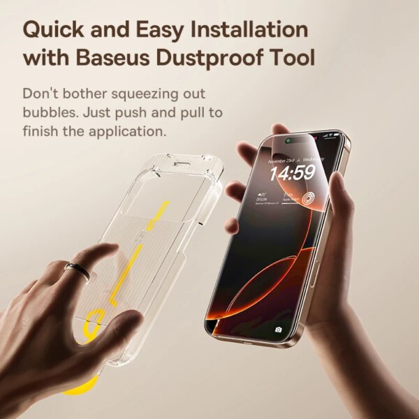 Baseus Full-View 0.3mm Tempered Glass Screen Protector for iPhone 17 16 15 14 13 Pro Max - Image 6