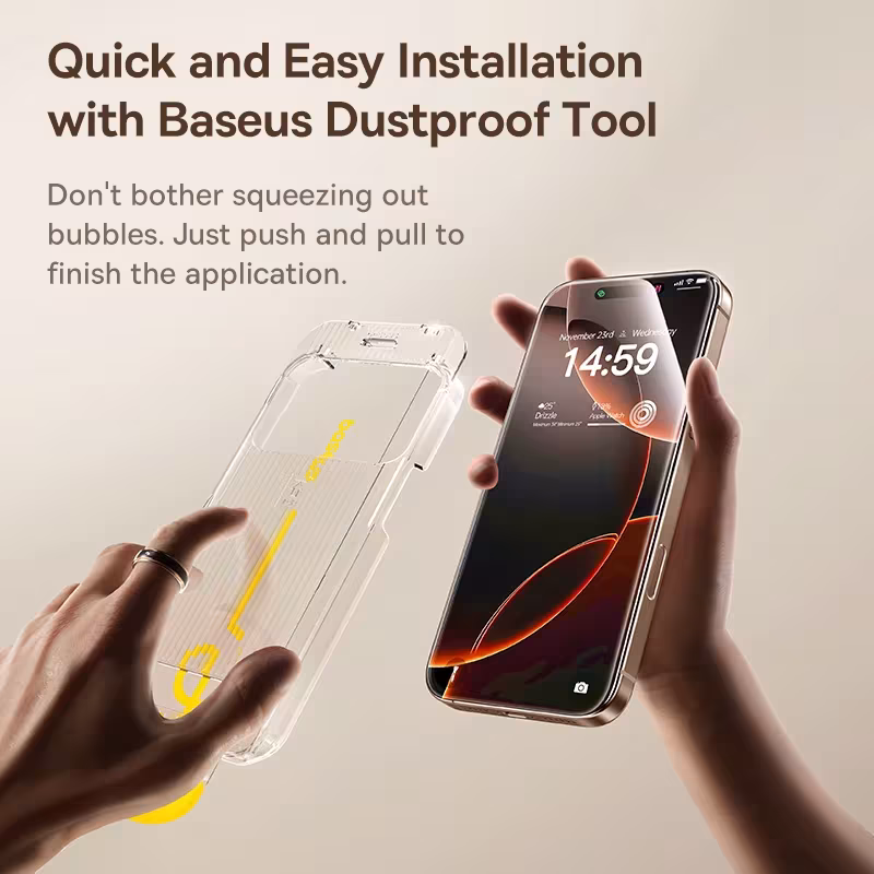 Baseus Full-View 0.3mm Tempered Glass Screen Protector for iPhone 17 16 15 14 13 Pro Max Baseus Full-View 0.3mm Tempered Glass Screen Protector for iPhone 17 16 15 14 13 Pro Max - Image 6