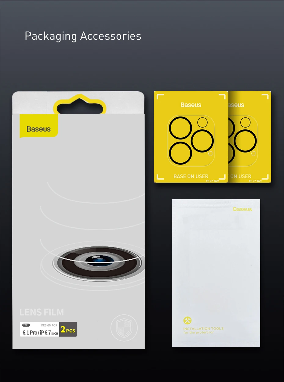 Baseus 2PCS Camera Lens Protector for iPhone 16 Pro Max 15 Pro Max 14 Plus Lens Tempered Glass Protection Film Screen Protector