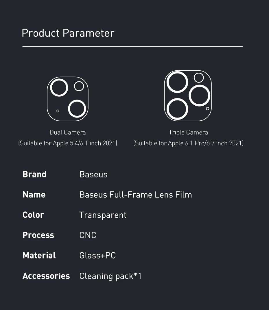 Baseus 2PCS Camera Lens Protector for iPhone 16 Pro Max 15 Pro Max 14 Plus Lens Tempered Glass Protection Film Screen Protector