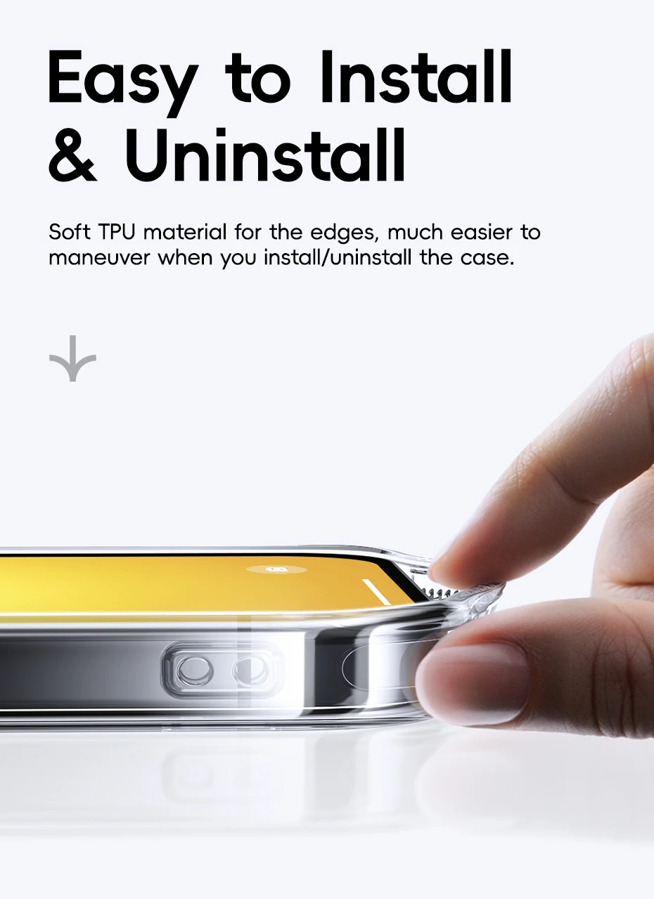 Baseus Tempered Glass Case for iPhone 16 15 Pro Max Clear Hard Corning Gorilla Glass Case for iPhone 15 14 13 Pro Max Plus Case