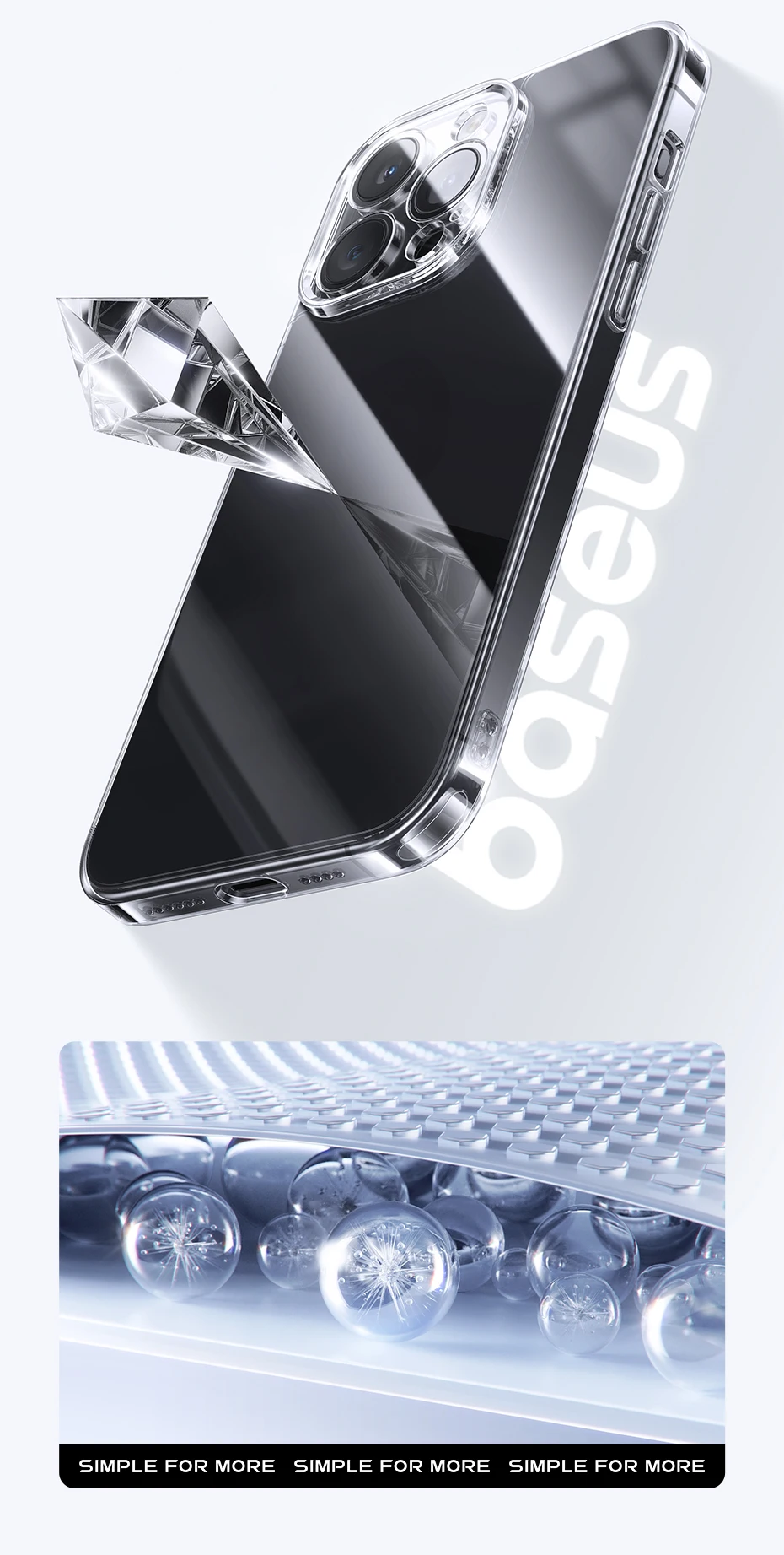 Baseus Tempered Glass Case for iPhone 16 15 Pro Max Clear Hard Corning Gorilla Glass Case for iPhone 15 14 13 Pro Max Plus Case