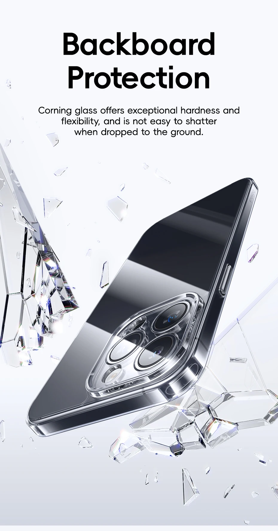 Baseus Tempered Glass Case for iPhone 16 15 Pro Max Clear Hard Corning Gorilla Glass Case for iPhone 15 14 13 Pro Max Plus Case