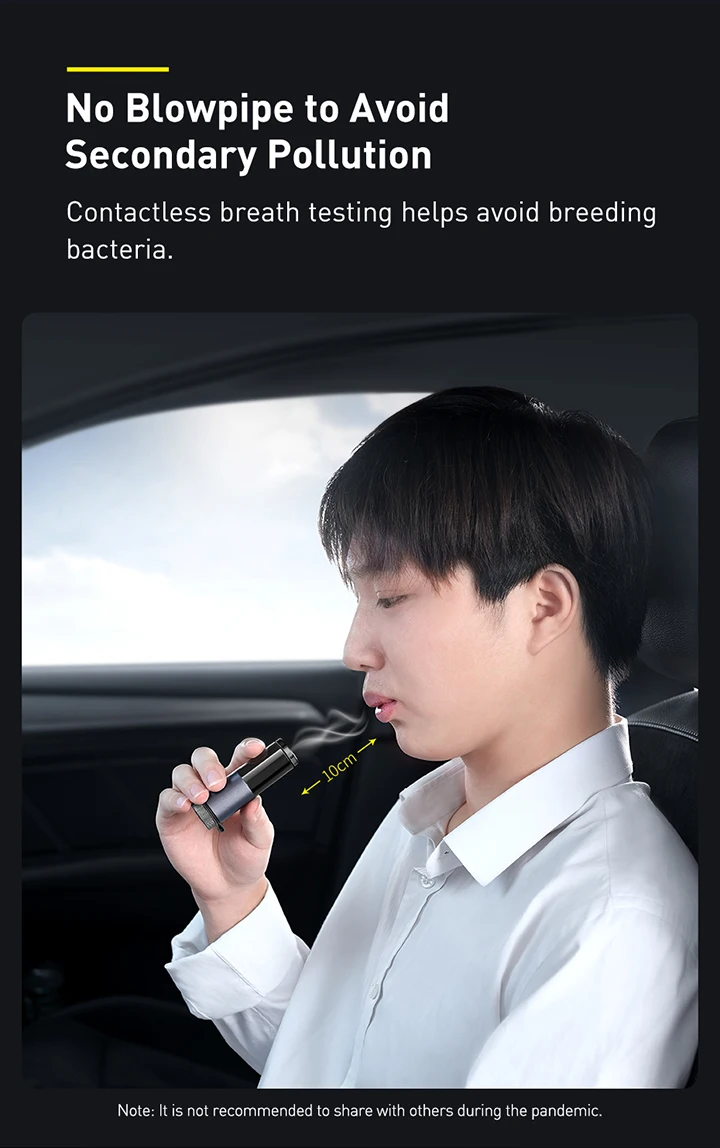Baseus Alcohol Tester Electronic Breathalyzer with Digital Display Portable Rechargeable Non-Contact Alcohol Meter Analyzer
