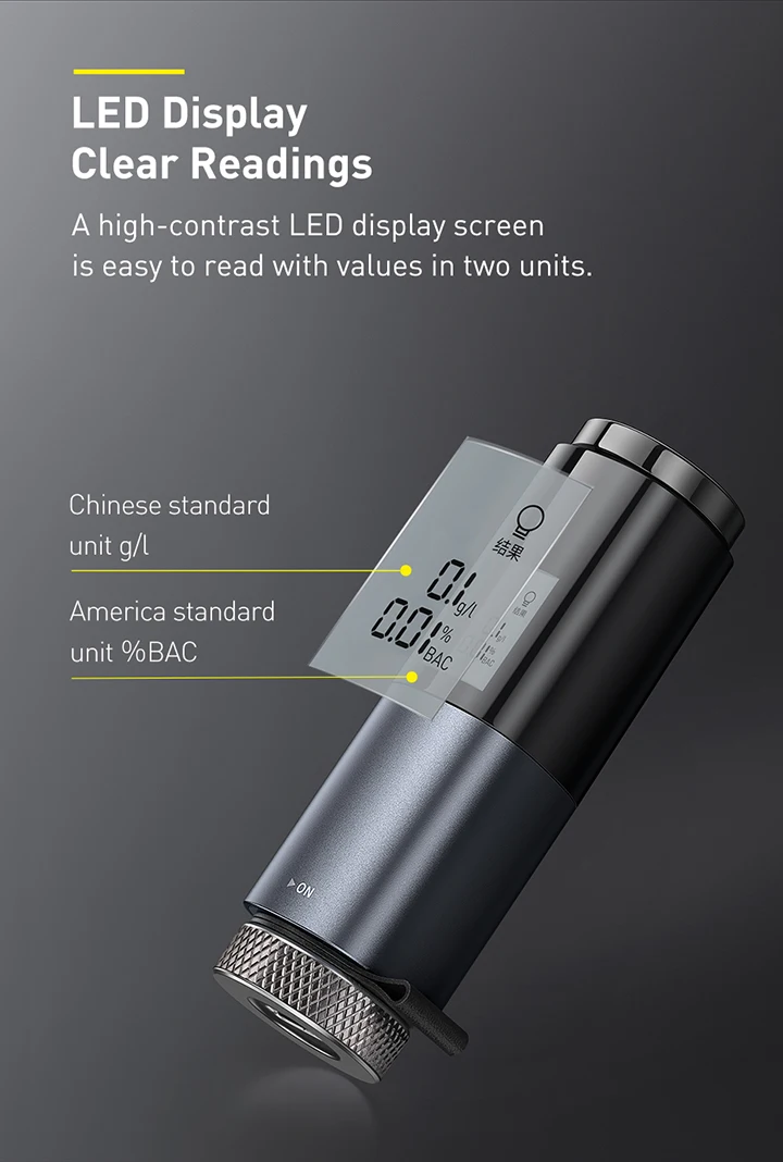 Baseus Alcohol Tester Electronic Breathalyzer with Digital Display Portable Rechargeable Non-Contact Alcohol Meter Analyzer