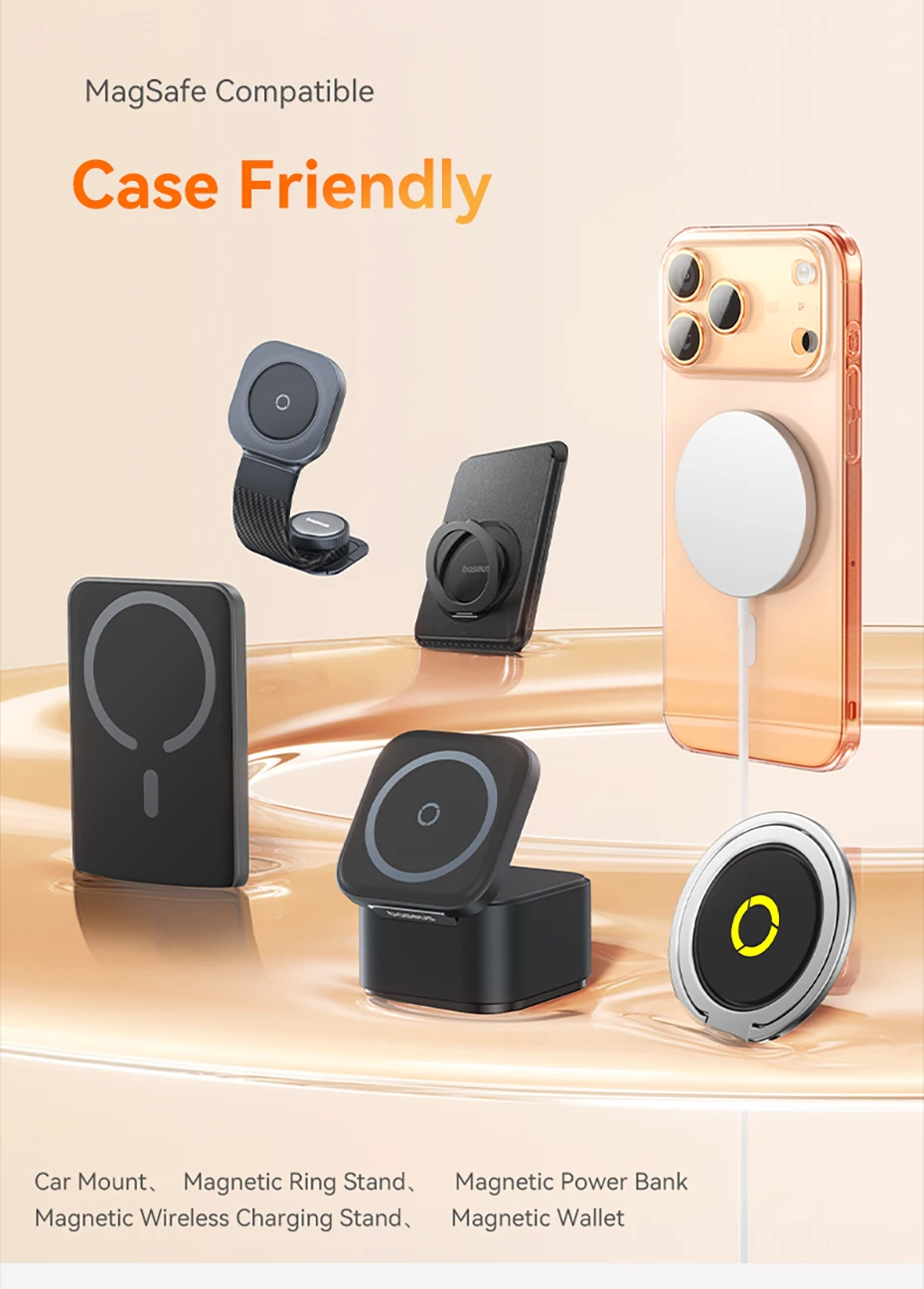 Baseus Magnetic Case For iPhone 17 Pro Max 17 Air Wireless Charging For Magsafe Case For iPhone 16 15 14 13 Pro Max Clear Cover