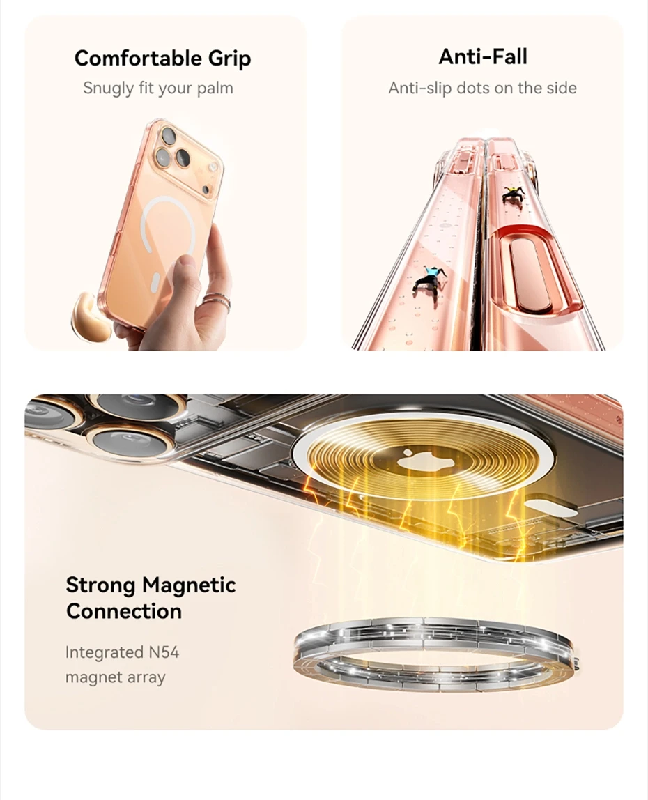 Baseus Magnetic Case For iPhone 17 Pro Max 17 Air Wireless Charging For Magsafe Case For iPhone 16 15 14 13 Pro Max Clear Cover