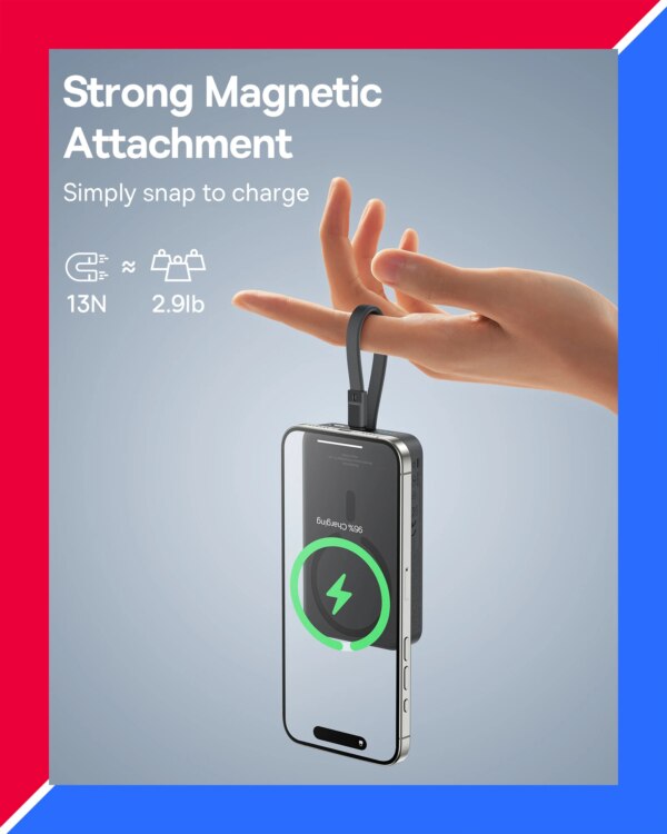 Baseus Magnetic Power Bank 10000mAh 30W with Built-in USB-C Cable Wireless Charger Bayern Edition - Image 5