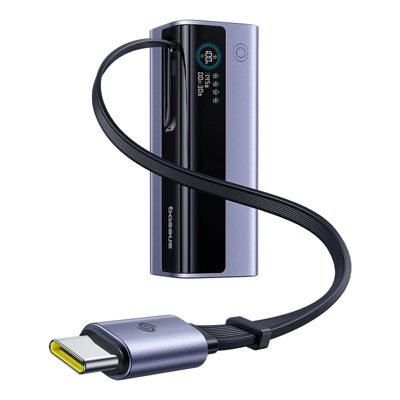 Baseus 145W Power Bank 20000mAh Built-In 100W Retractable Type C Cable Fast Charge Portable External Battery Charger PowerBank
